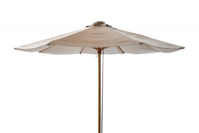 Classic Parasol Sonnenschirm von Cane-Line: Beige Schirm mit Holzstiel für Garten und Terrasse.